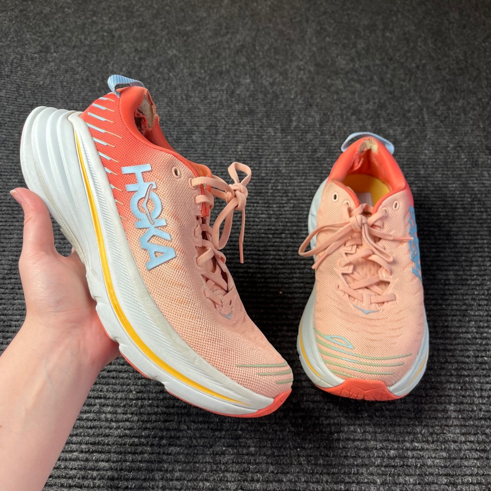 Hoka Bondi X Women 10B Running Shoes Cantaloupe White Peach 1113513-CPPE comfort